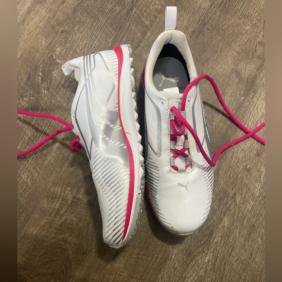 Puma Womens Faas Golf Low Top  / Pink White Silver / Faas Foam + /  Size 8 - Picture 3 of 6